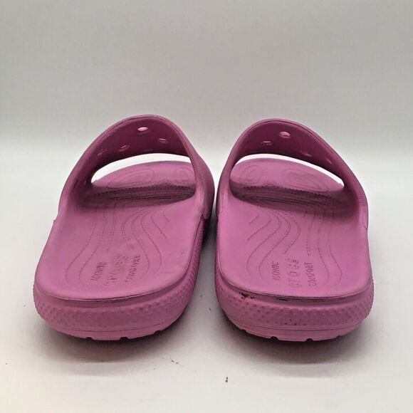 CROCS Iconic Comfort Women's 10 Jibbitz Ready Strap Sandals Hot Pink Slides - Picture 4 of 10